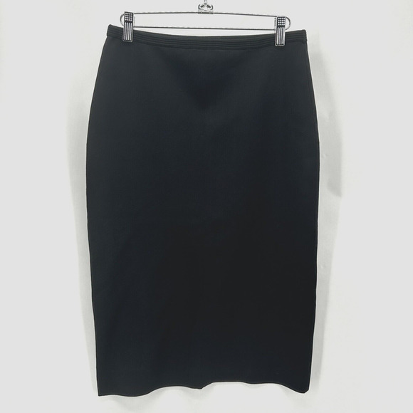 DVF Diane von Furstenberg Knit Pencil Skirt Womens M Black Knit Preppy Office - Picture 1 of 11